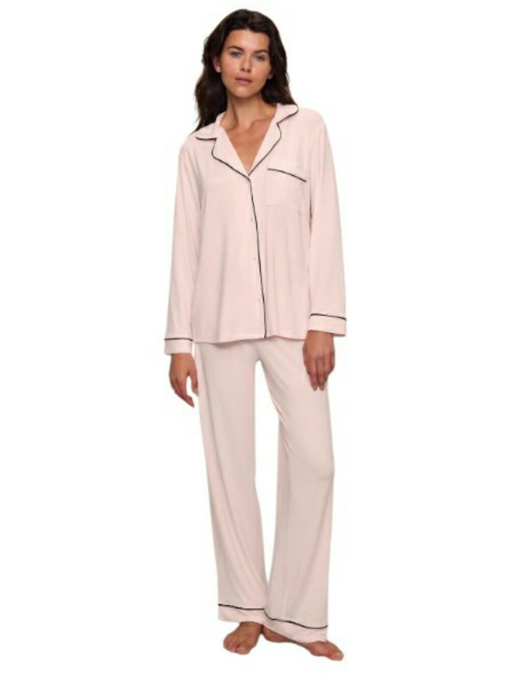 Eberjey Gisele TENCEL Modal Long PJ Set Sorbet Pink/Black- S